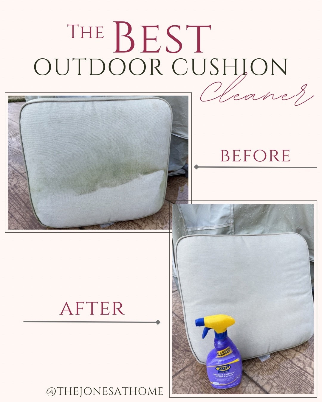 Our outdoor cushions were covered in stains and algae from being outside all winter but holy moly this bathroom cleaner completely erased all of the stains! My outdoor patio set looks like new again!  

#LTKSeasonal #LTKHome #LTKmomlife