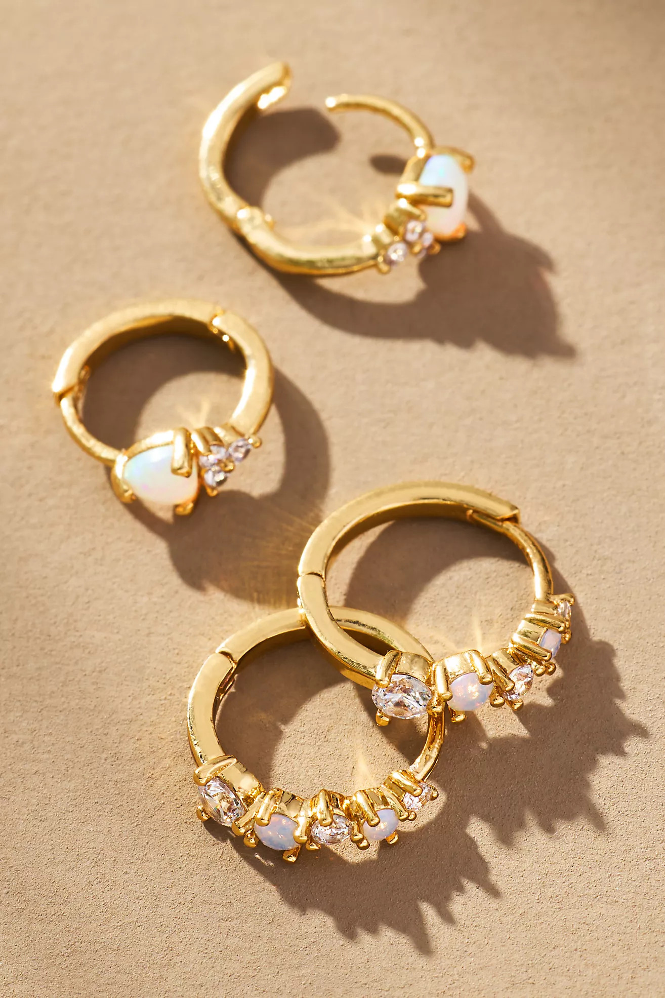 Triangle Stone Huggie Hoop Earrings, Set of 2 | Anthropologie (US)