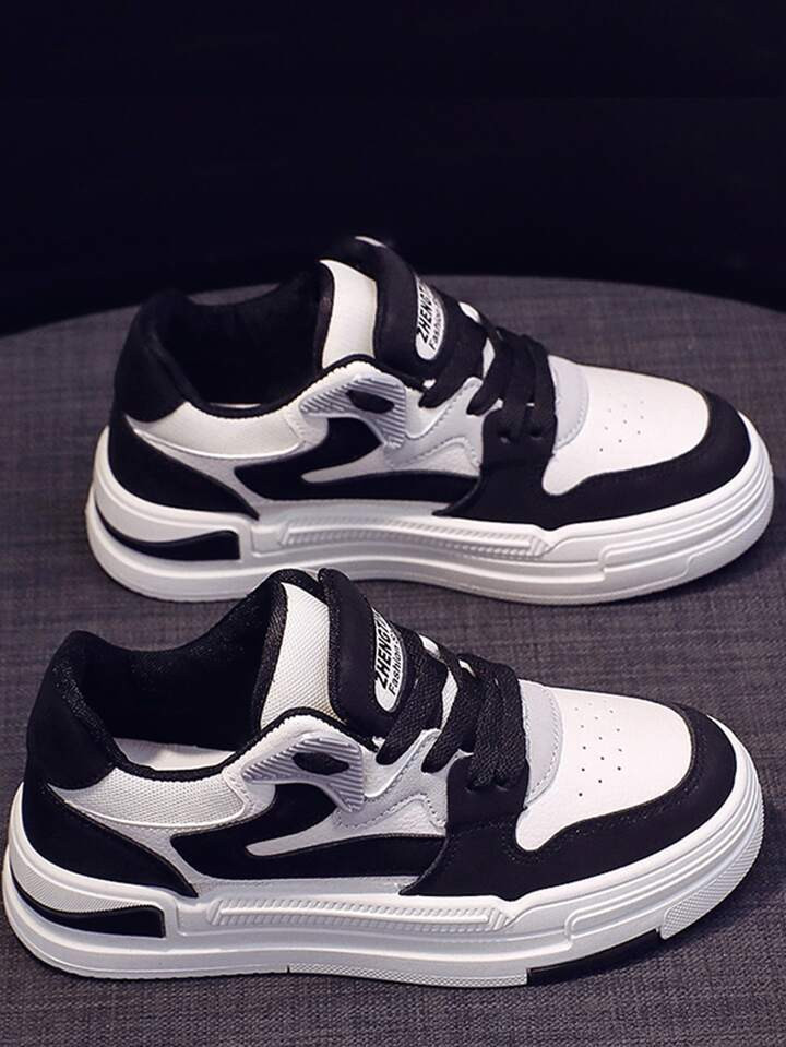 Zapatillas de skate con diseño de parche de letra con cordón delantero | SHEIN
