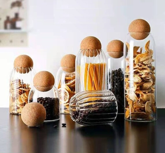 Borosilicate Glass Cork Ball Sealed Jar - Large capacity Storage Tank - Food Jar With Cork Lid - ... | Etsy (US)