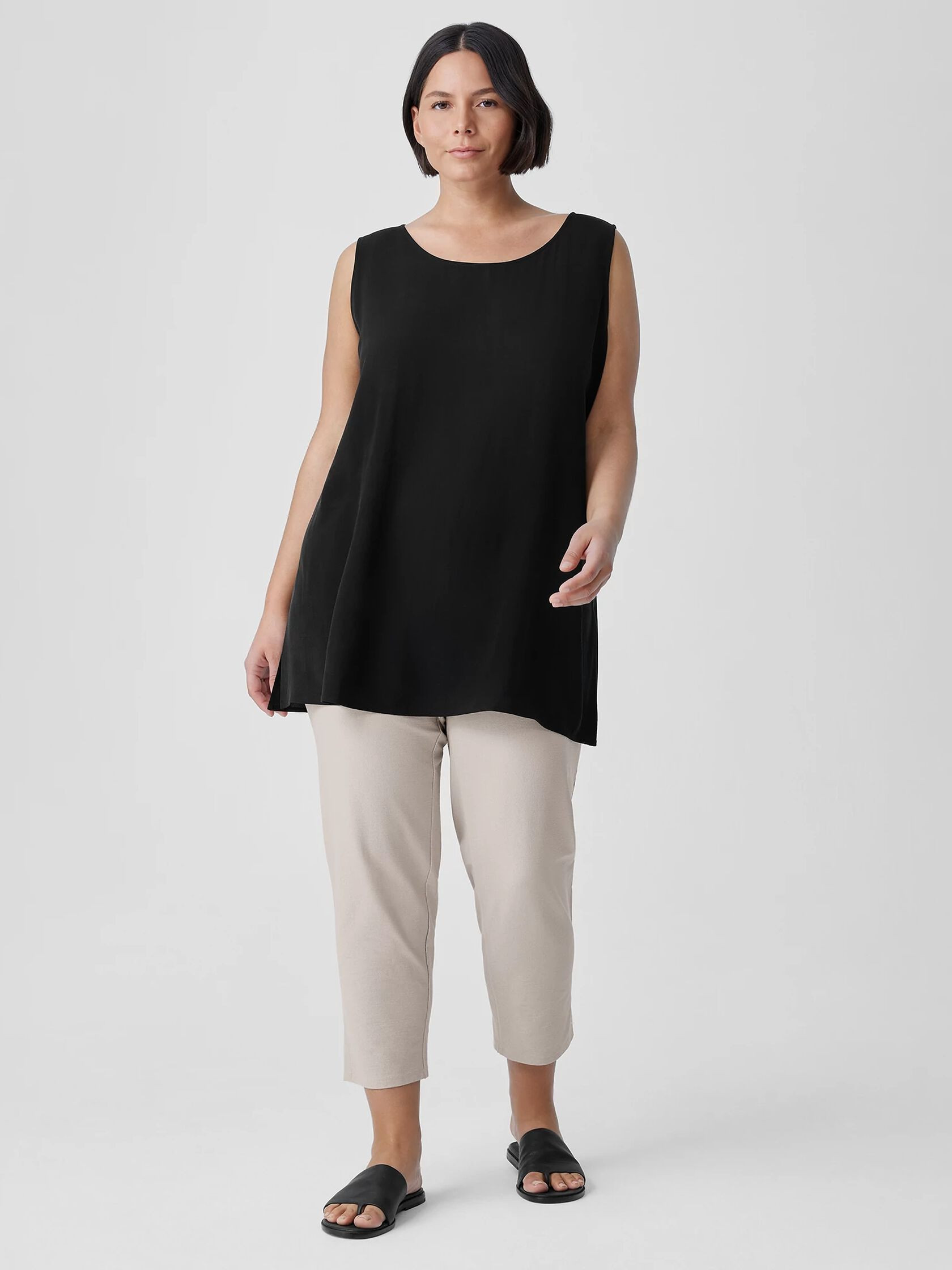 Washable Stretch Crepe Pant with Slits | Eileen Fisher