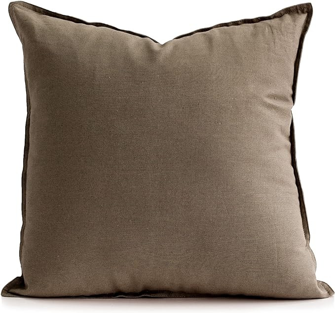 Jeanerlor 24" x 24" Natural Cotton Linen Soft Soild Decorative Square Throw Pillow Covers Green S... | Amazon (US)