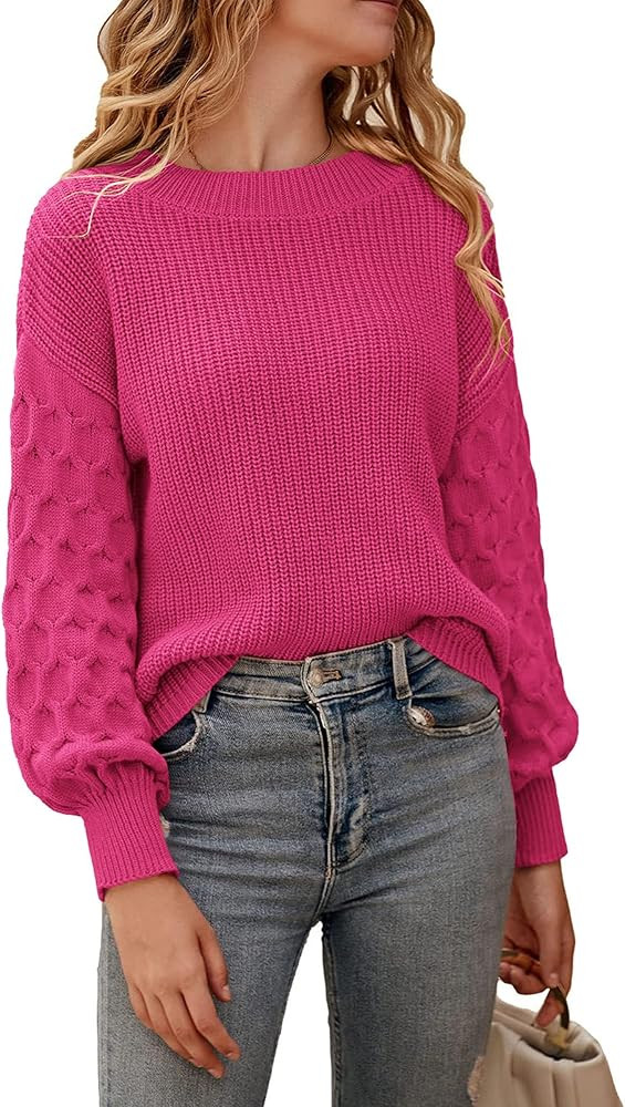 PRETTYGARDEN Women's Fall 2026 Pullover Sweater Casual Long Sleeve Loose Chunky Knit Tops Blouse ... | Amazon (US)