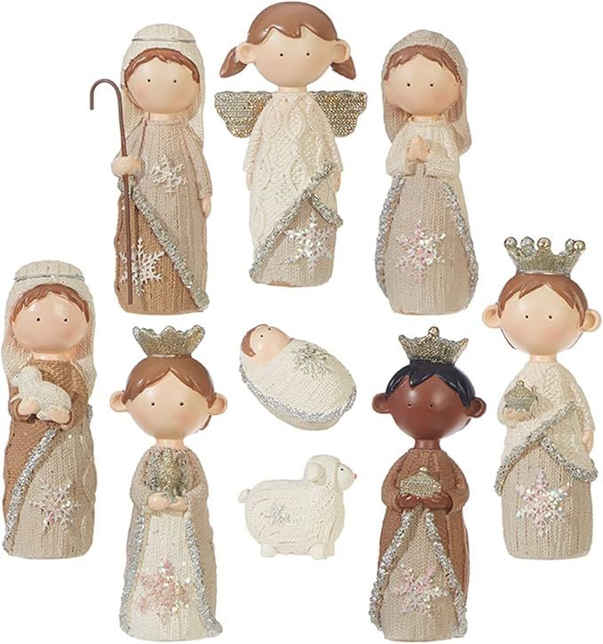 RAZ Imports - 4.5" Faux Knit Christmas Nativity Set of 9 Pieces | Amazon (US)