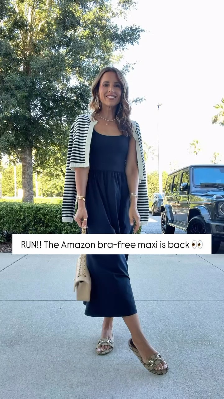Amazon bra free Maxi in XXS. Adjustable straps, pockets, and wrinkle resistant fabric below. XXS in cardigan. I went up half a size in slides. Elevated casual outfit. Summer outfit. Fall outfit. Travel outfit. Mom outfit.

#LTKootd #LTKmomlife #LTKTravel