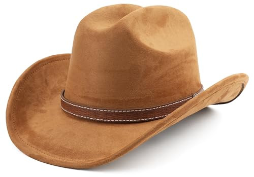 Western Cowboy Hat for Women Men Small Short Wide Brim Beach Cowgirls Cattleman Cowboys Hats | Amazon (US)