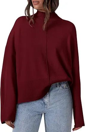 PRETTYGARDEN Womens Sweaters Fall 2024 Long Sleeve Ribbed Knit Pullover Loose Mock Neck Lightweig... | Amazon (US)