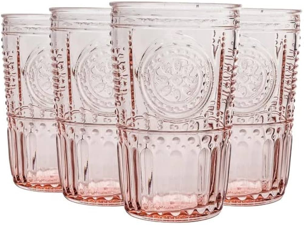 Bormioli Rocco Romantic Set Of 4 Tumbler Glasses, 11.5 Oz. Colored Crystal Glass, Cotton Candy Pi... | Amazon (US)