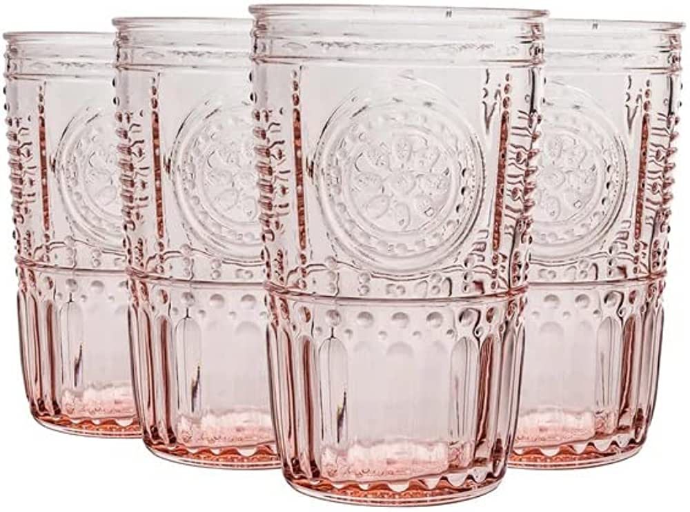 Bormioli Rocco Romantic Set Of 4 Cooler Glasses, 16 Oz. Colored Crystal Glass, Cotton Candy Pink,... | Amazon (US)