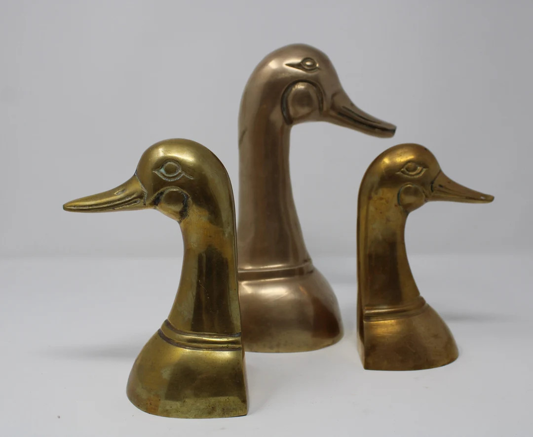 Vintage Brass Duck Head Book End - Choose Style - Vintage Brass Duck Head Decor - Brass Duck | Etsy (US)