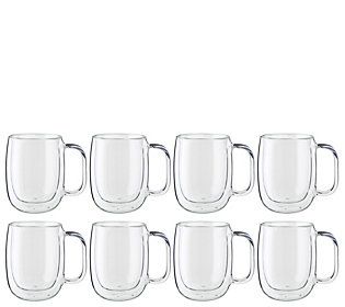 ZWILLING Sorrento Plus 12-oz Coffee Glass Mug S et of 8 | QVC