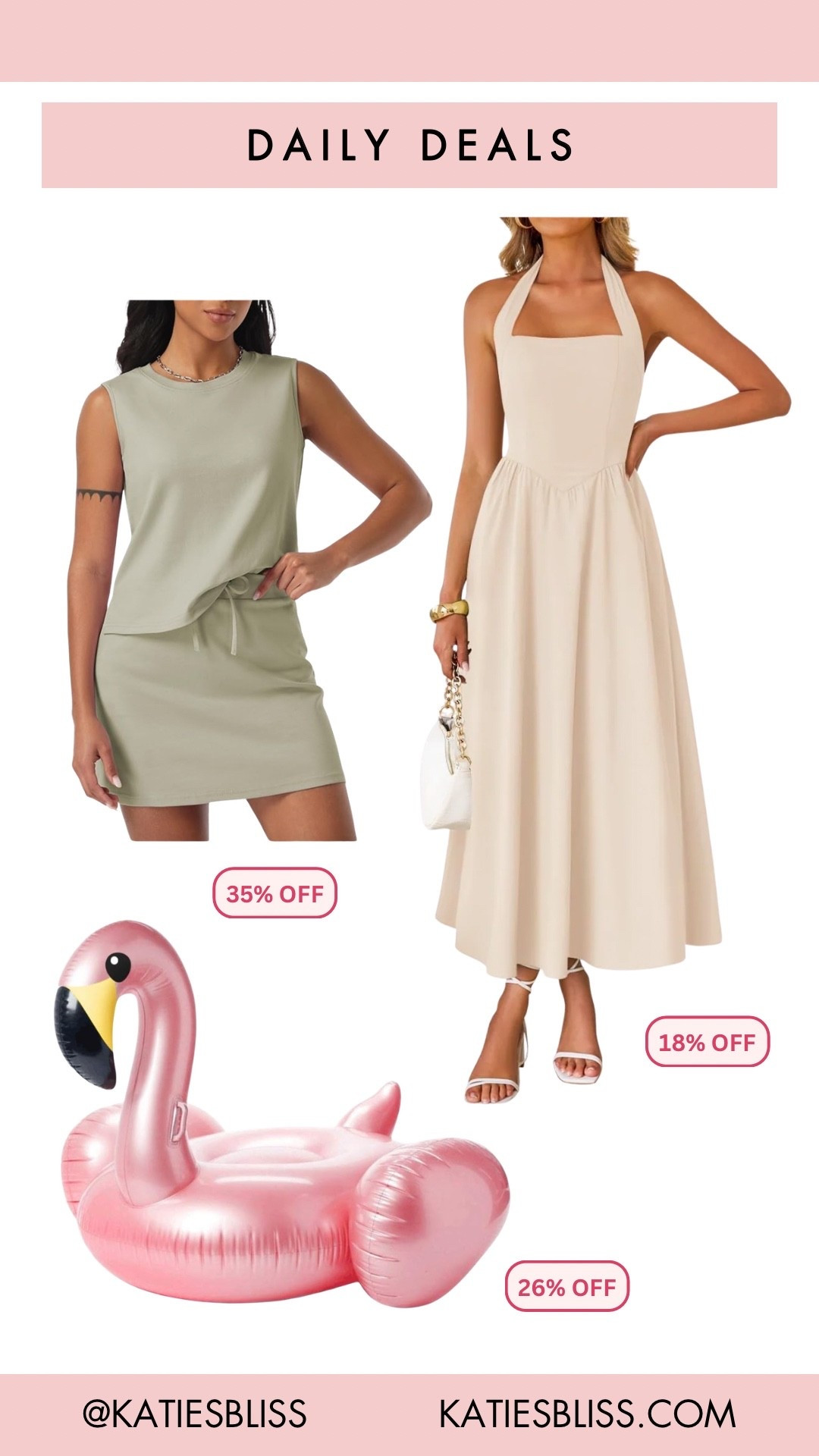Daily deals ✨

Amazon. Deal. Sale. Markdown. Summer. Vacation. Dress. Set. Lounge set. Pool. Flamingo. Tube. Float.

#LTKSeasonal #LTKSaleAlert #LTKHome