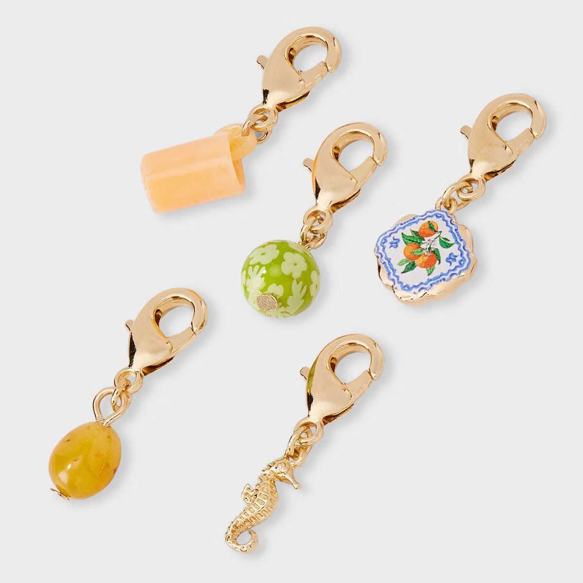 Seahorse Orange Glass Stone Charm Set 5pc - A New Day™ Gold/Orange | Target