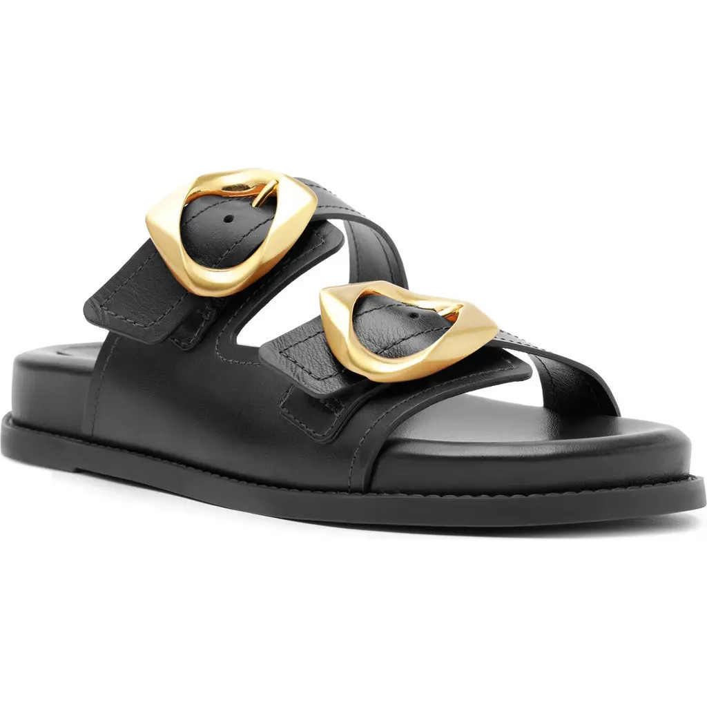 Schutz Olga Buckle Sporty Slide Sandal in Black at Nordstrom, Size 5 | Nordstrom