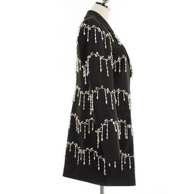 PatBO NWT Hand-Beaded Long Sleeve Blazer Mini Dress Size Medium in Black | eBay US