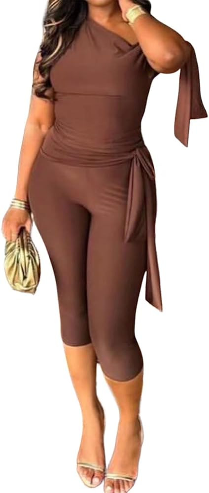 Fastkoala Women's 2 Piece Shorts Sets Outfits Casual Summer 2025 Sexy Off The Shoulder Bodycon Ma... | Amazon (US)