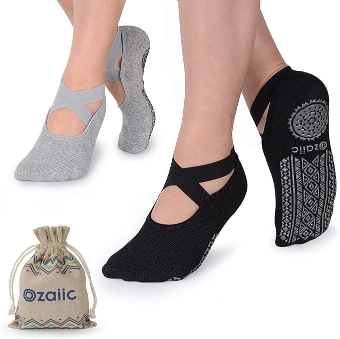 Ozaiic Yoga Socks for Women Non-Slip Grips & Straps, Ideal for Pilates, Pure Barre, Ballet, Dance... | Amazon (US)