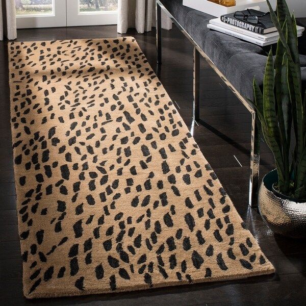Safavieh Handmade Soho Yamina Leopard N.Z. Wool Rug - 2'6" x 10' Runner - Beige/Brown | Bed Bath & Beyond