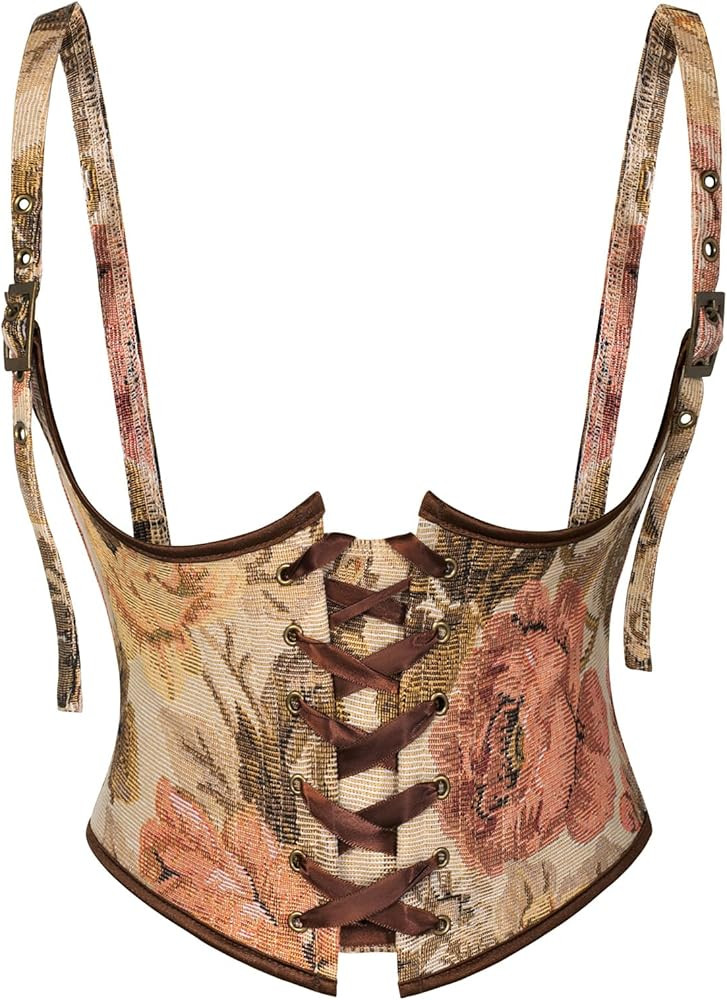 Scarlet Darkness Corset Belt for Women Renaissance Underbust Corset Floral Lace Up Boned Waist Be... | Amazon (US)