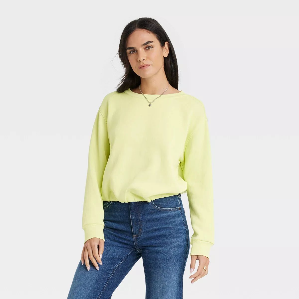 Women's Bubble Hem Sweatshirt - Universal Thread™ Lime Green L | Target