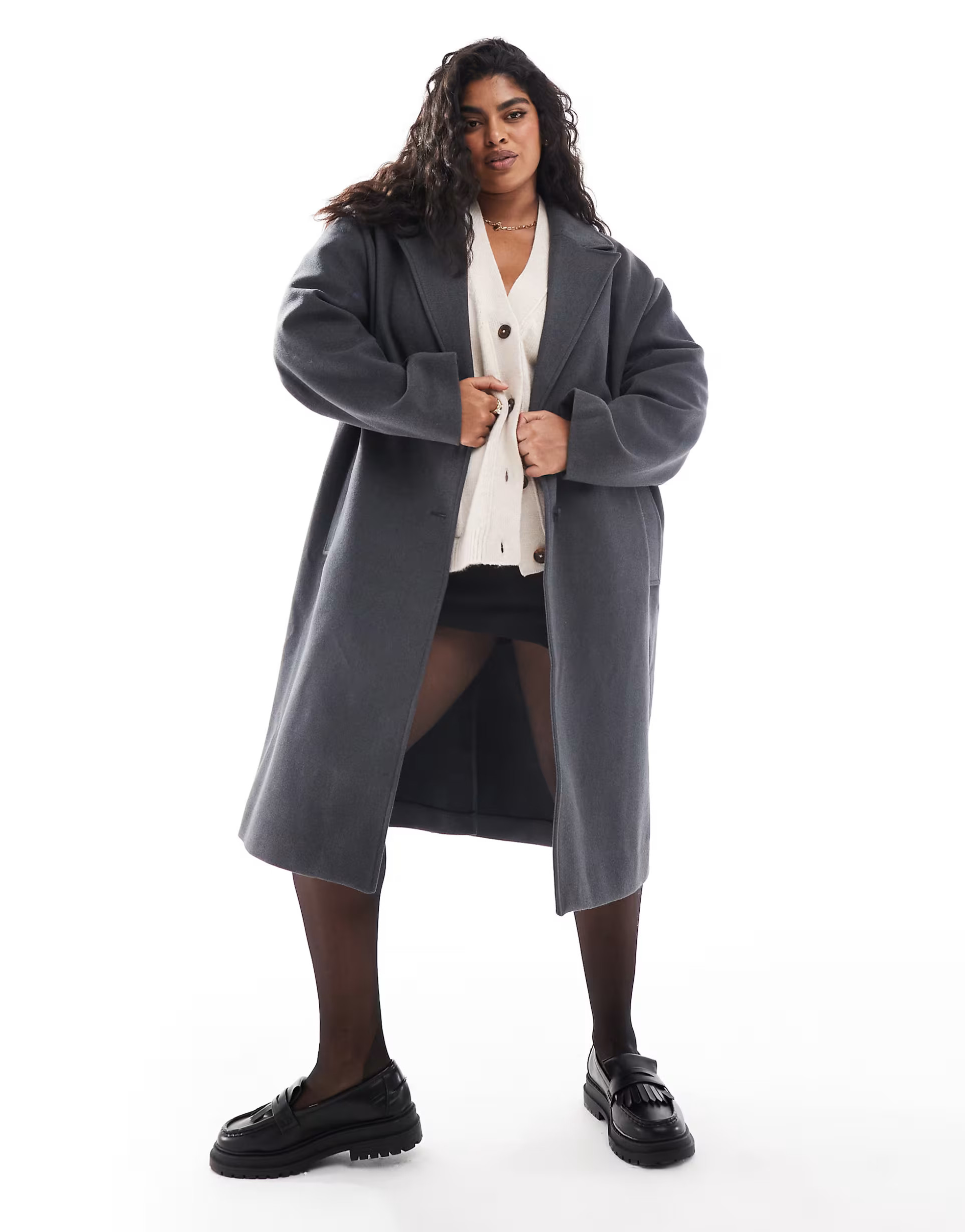 ASOS DESIGN Curve throw on formal coat in charcoal | ASOS (Global)