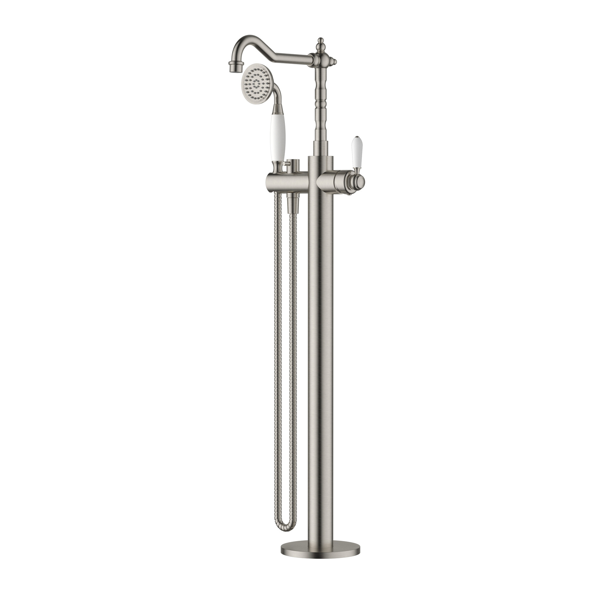 Clementine Floor Mounted Bath Mixer with Hand-Held Shower | Temple & Webster AU
