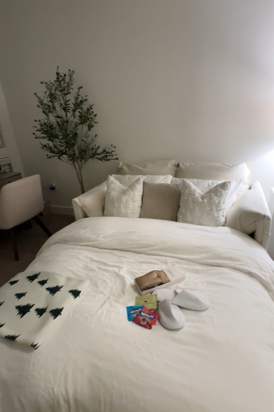 Multifunctional guest room set up with sofa bed! 