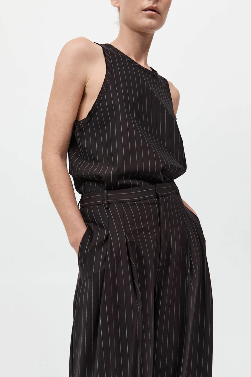 Wool Pinstripe Tank - Mahogany Stripe | St. Agni (US, UK, EU)
