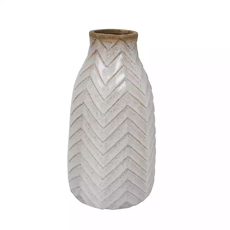 Ivory Chevron Ceramic Vase, 12 in. | Kirkland's Home