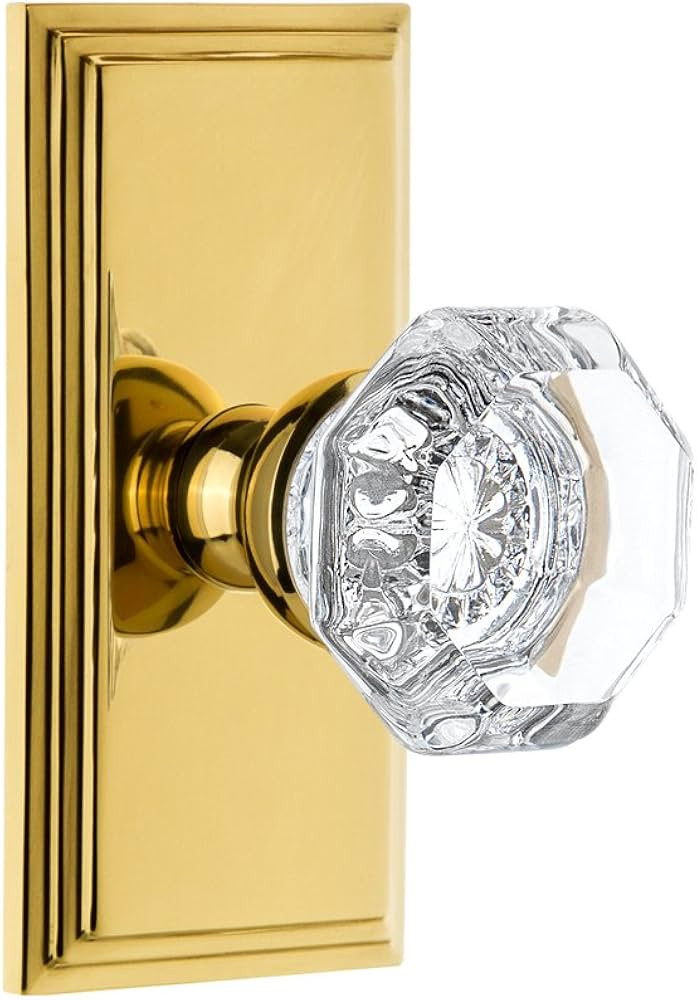 Grandeur 810757 Carre Plate Passage with Chambord Crystal Knob in Polished Brass, 2.375 | Amazon (US)