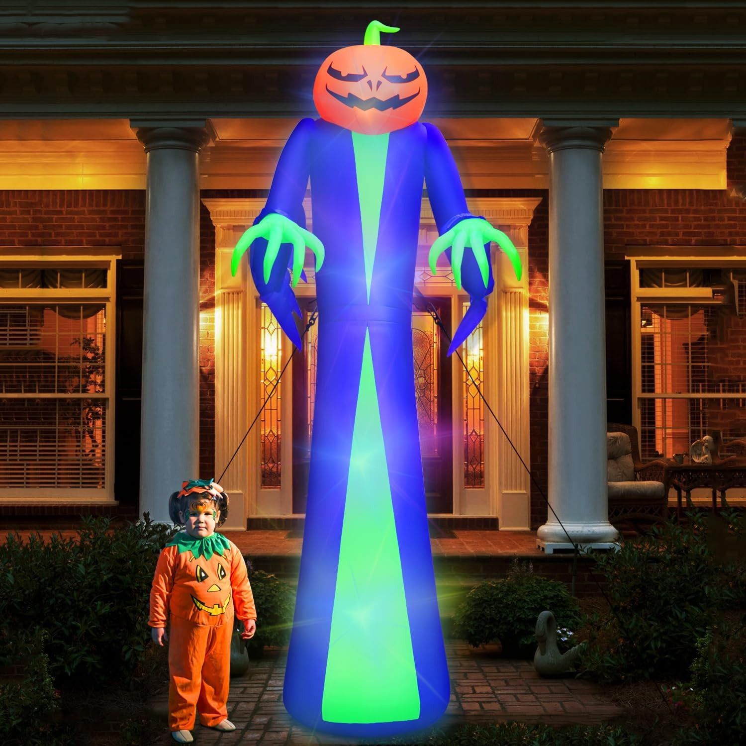 12Ft Giant Halloween Inflatables Pumpkin Halloween Decorations Inflatables with LED Light Sandbag... | Amazon (US)
