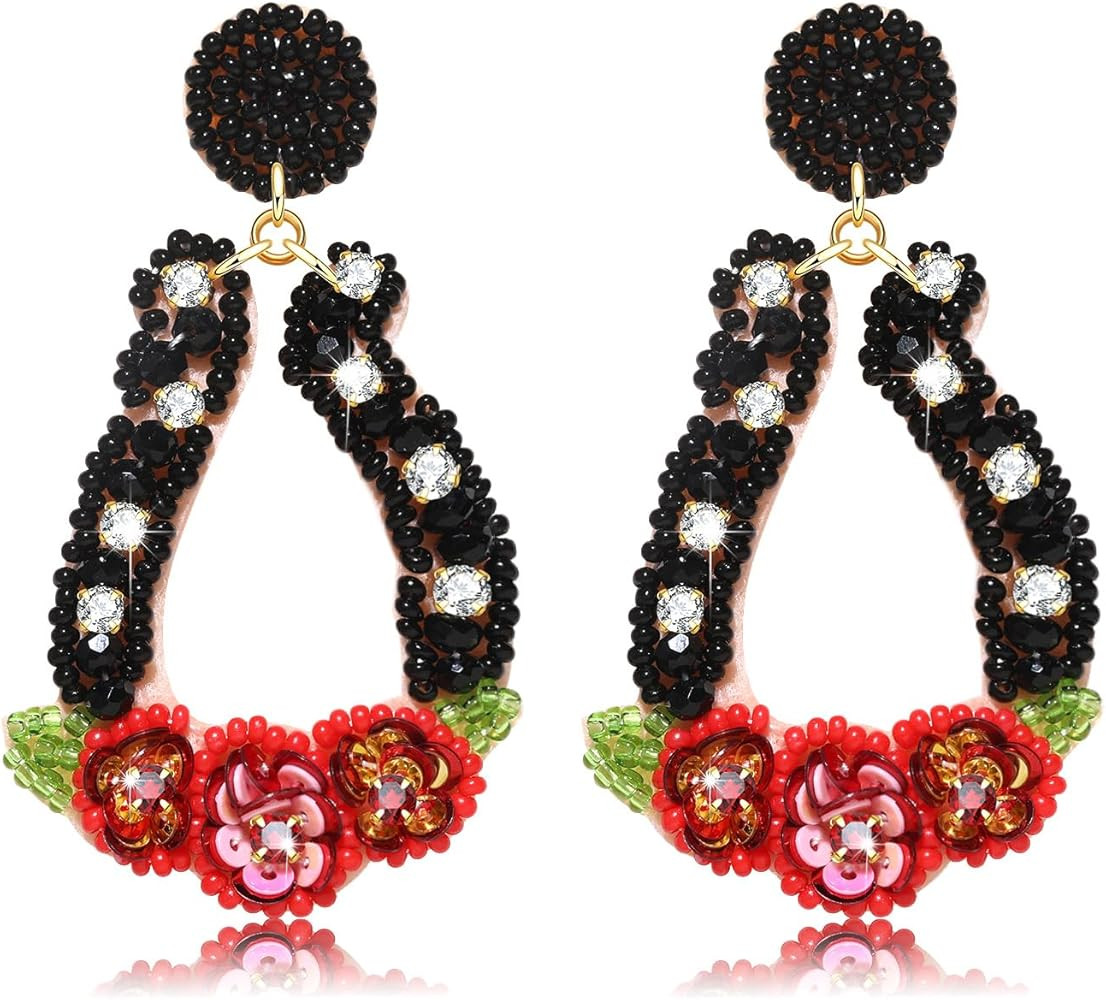 Beaded Earrings Derby Riding Suit Dangle Earrings Kentucky Derby Race Day Earrings Horse Racing F... | Amazon (US)