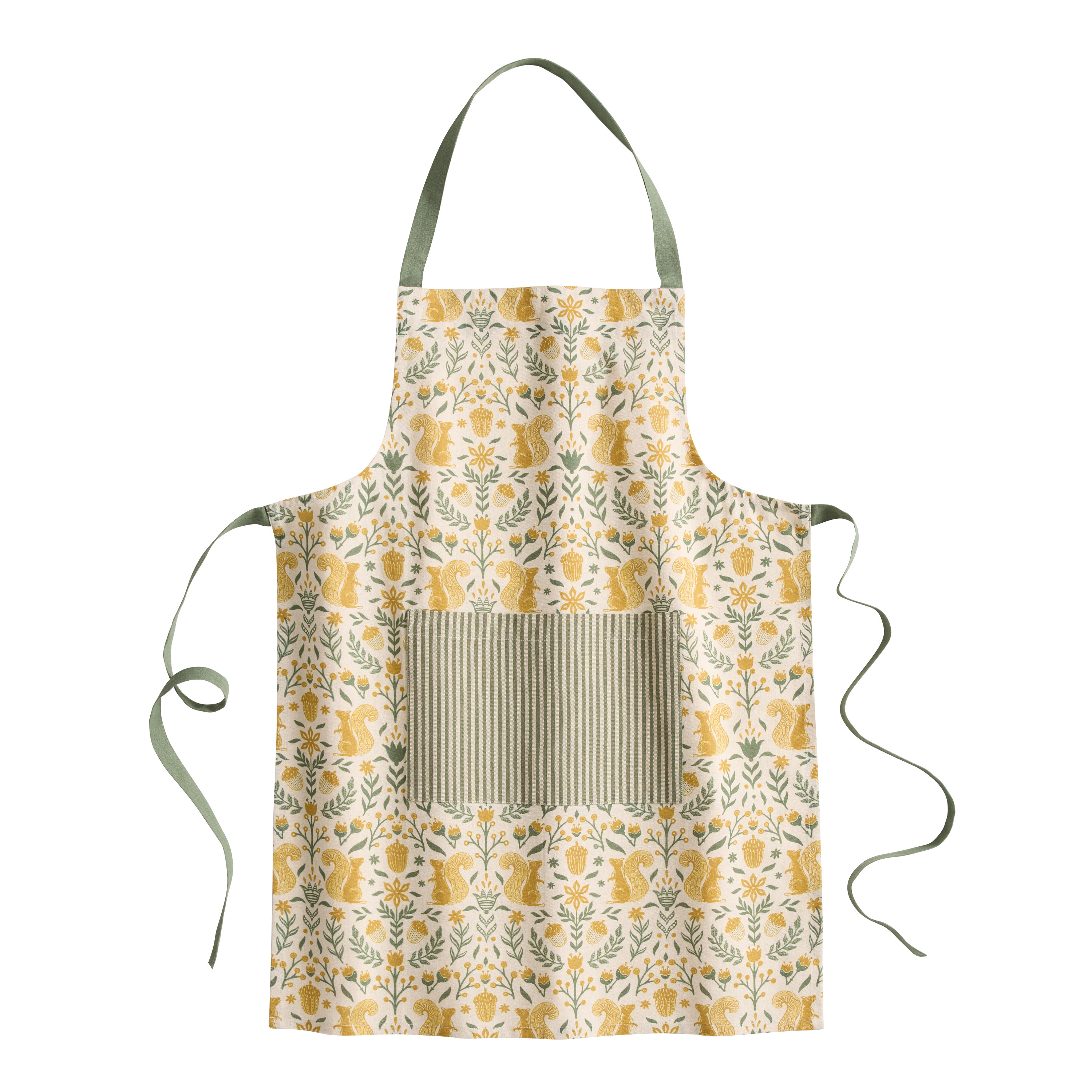Sage Green and Marigold Scandi Squirrel Apron | World Market