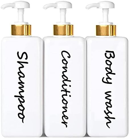 Shampoo and Conditioner Dispenser (Set of 3, 27oz) Modern Refillable Shampoo Pump Bottles for Sho... | Amazon (CA)