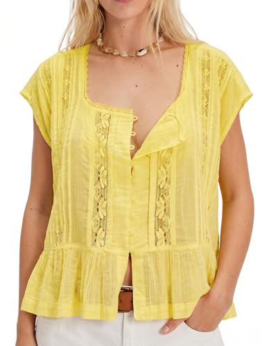 People Free Dupes Tops, People Free Dupe Womens Summer Boho Lace Tank Vacation Top Button Down Ca... | Amazon (US)