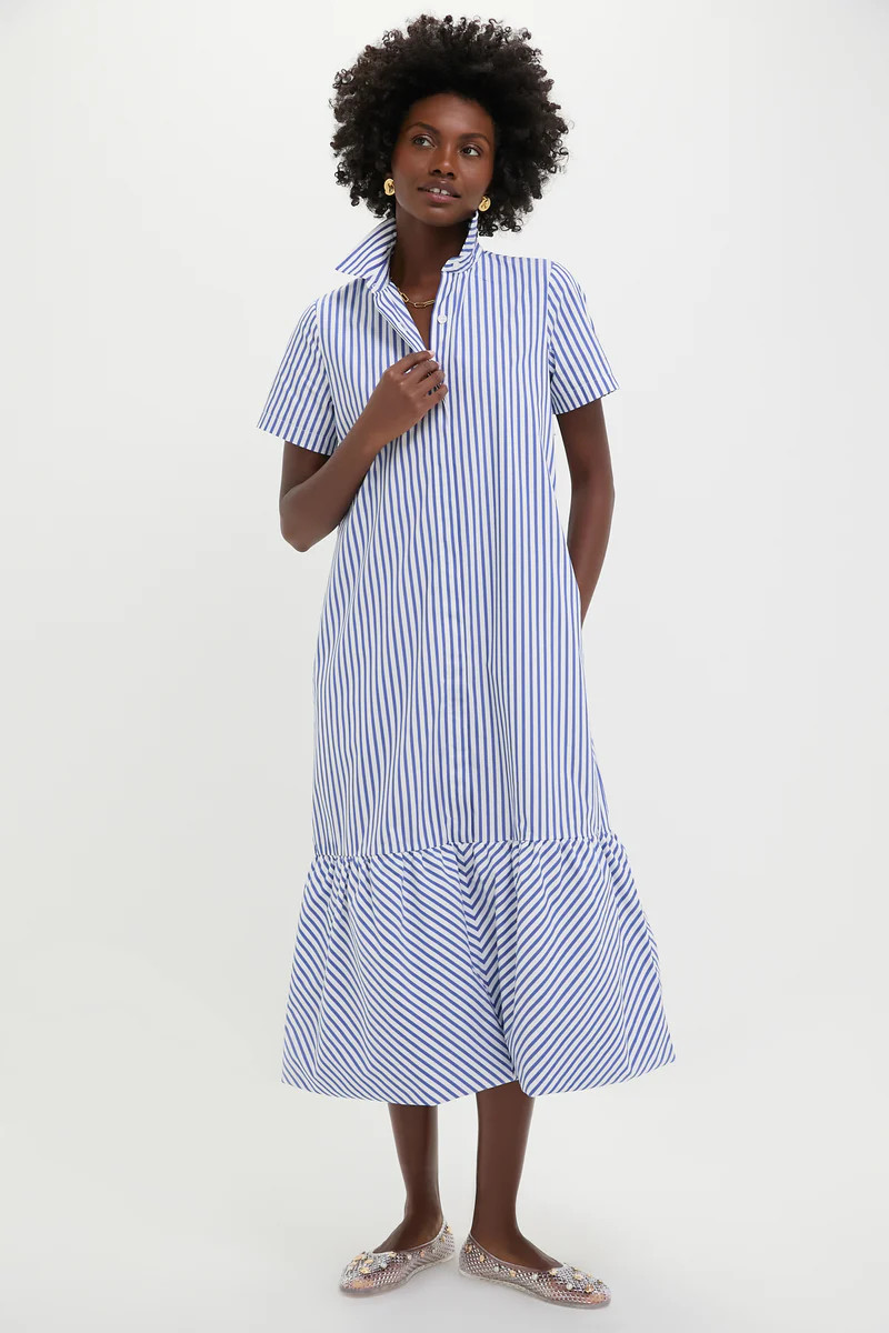 Blue and White Stripe Martine Bubble Maxi Dress | Tuckernuck (US)