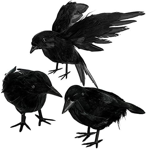 Halloween Crow Decorations - Realistic Handmade Crow Black Feathered Crow, Halloween Crows and Raven | Amazon (US)