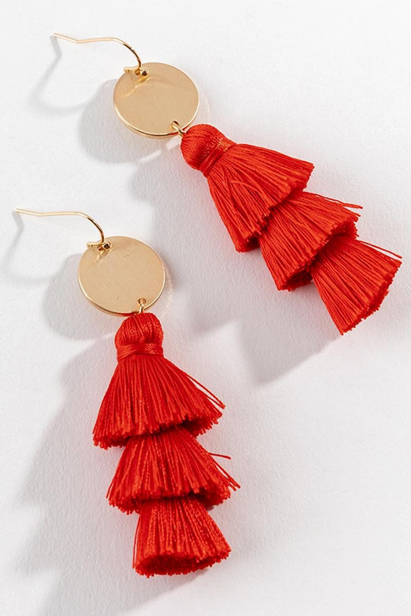 Daphne Tassel Earrings in Red | Francesca’s Collections