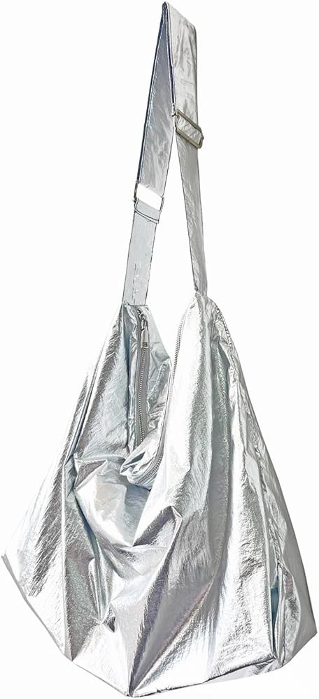 Ulisty Women Oversize Lightweight Hobo Bag Imitation Tinfoil Design Crossbody Bag Shoulder Bag Da... | Amazon (US)