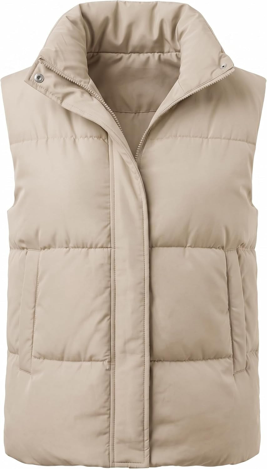 Zeagoo Women Puffer Vest Lightweight Stand Collar Sleeveless Winter Warm Zip Up Padded Outerwear Jackets with Pockets S-XXL | Amazon (US)