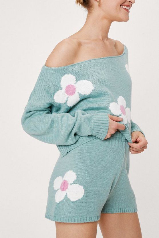 Knitted Daisy Sweater and Shorts Lounge Set | Nasty Gal (US)