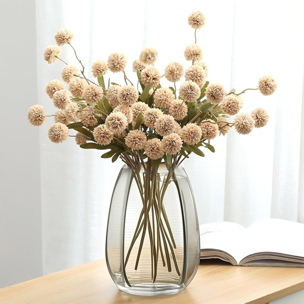 Faux Kiku Flower, 10 Stems with 5 Heads Each & 4 Branches Eucalyptus Stems, Artificial Small Mini... | Amazon (US)