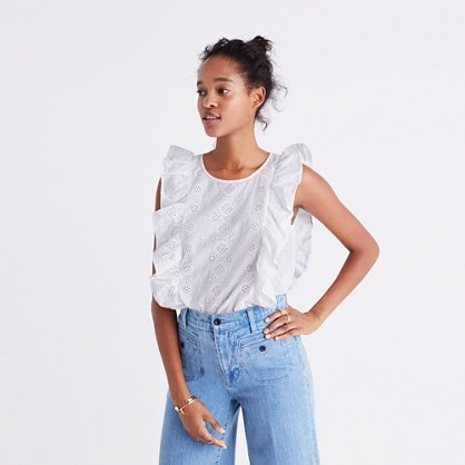 Eyelet Bellflower Ruffle Top | Madewell