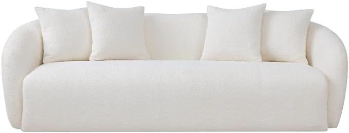 Lidar Modern Japandi Style Tight Back Boucle Fabric Couch in Cream | Amazon (US)