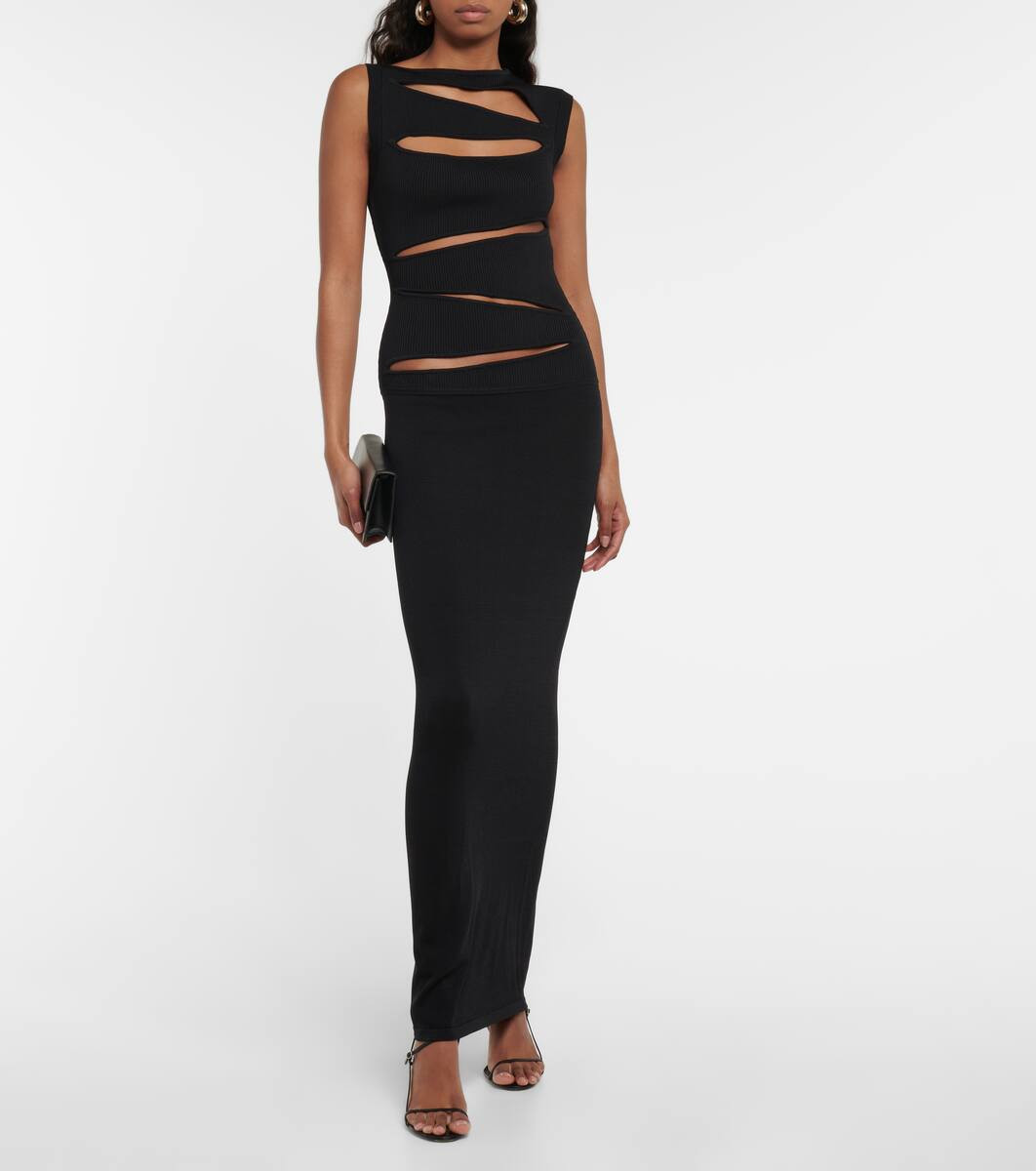 Cutout ribbed-knit paneled midi dress | Mytheresa (UK)