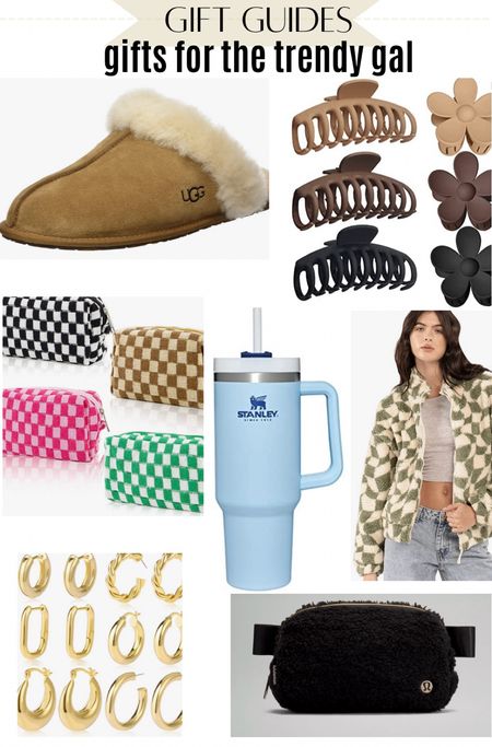 Love these gift ideas for a trendy girl, including claw clips, Stanley mug, anything Sherpa or checkered pattern, UGG slippers, simple gold jewelry, and of course the Lululemon fanny pack is always a hit #ltksale

#LTKSeasonal #LTKGiftGuide #LTKHoliday