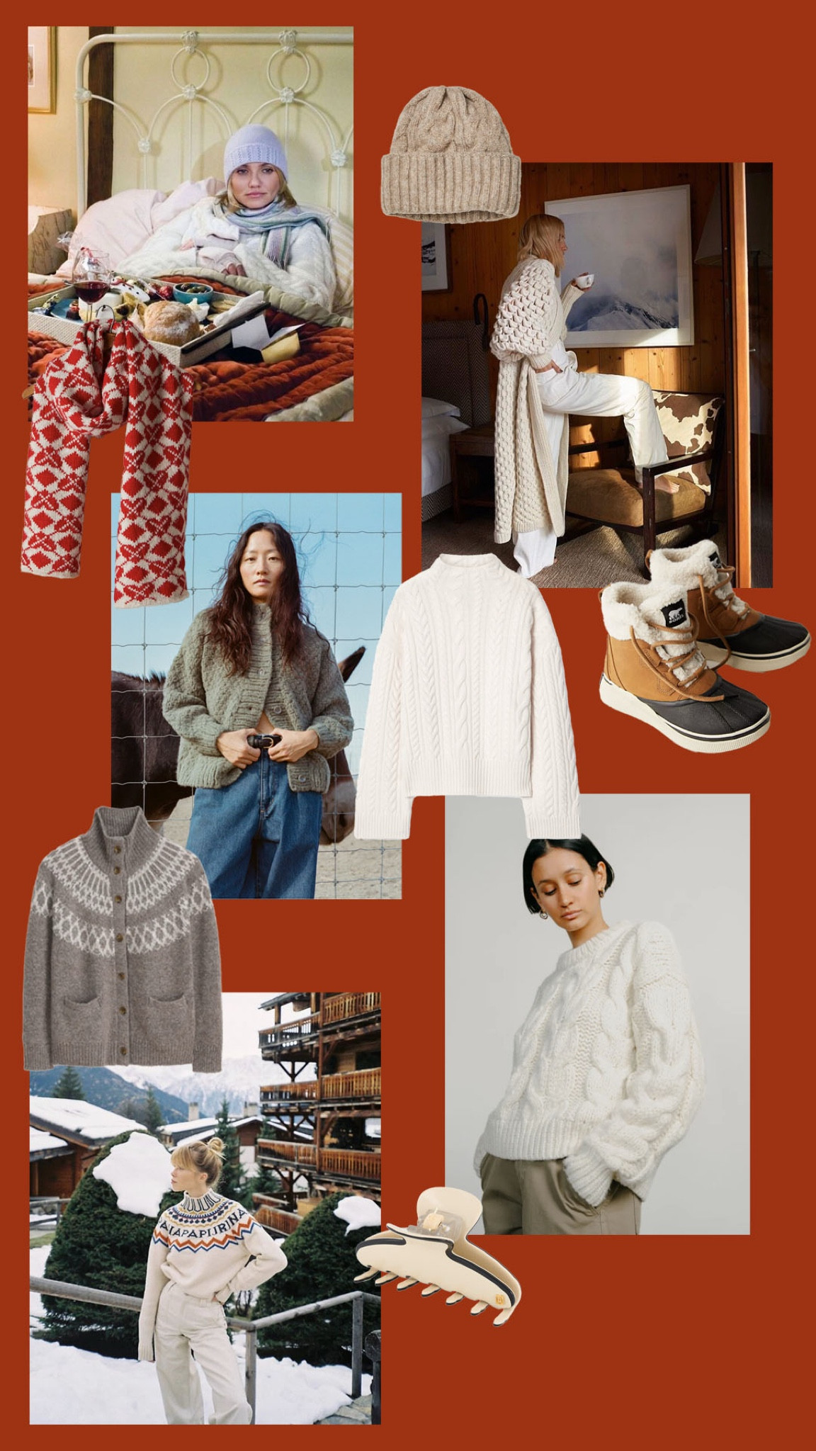 A Cozy Winter Mood. If you’re heading to the mountains or staying put, this is your vibe. Still heavy on textures but all of them cozy and warm. 

Cozy outfit
Cozy style
Mom outfit
Winter outfit
Winter style
Winter fashion
Cold weather style 
Knit 
Sweater
Fisherman sweater 
Snow outfit 

#LTKSeasonal #LTKStyleTip