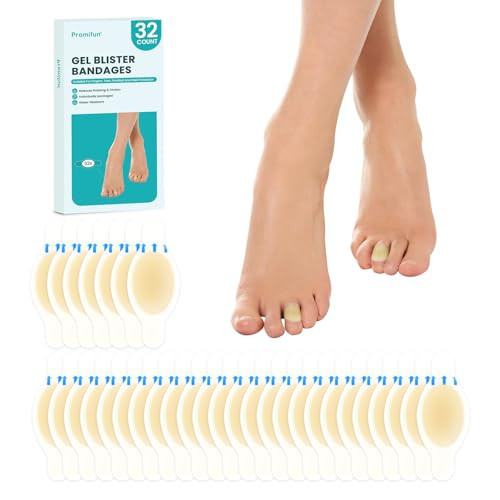 Hydrocolloid Gel Blister Bandages Pads - Promifun Waterproof Adhesive Blisters Bandages - Blister Pads for Heel, Foot, Toe, Feet - Gel Blister Chshions for Prevention & Recovery (32ct,Toe Pack) | Amazon (US)
