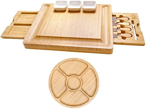 XcE Bamboo Cheese Board and Charcuterie Board with Knife Set, 16 x 13 x 1.5 inch, Include Extra R... | Amazon (US)