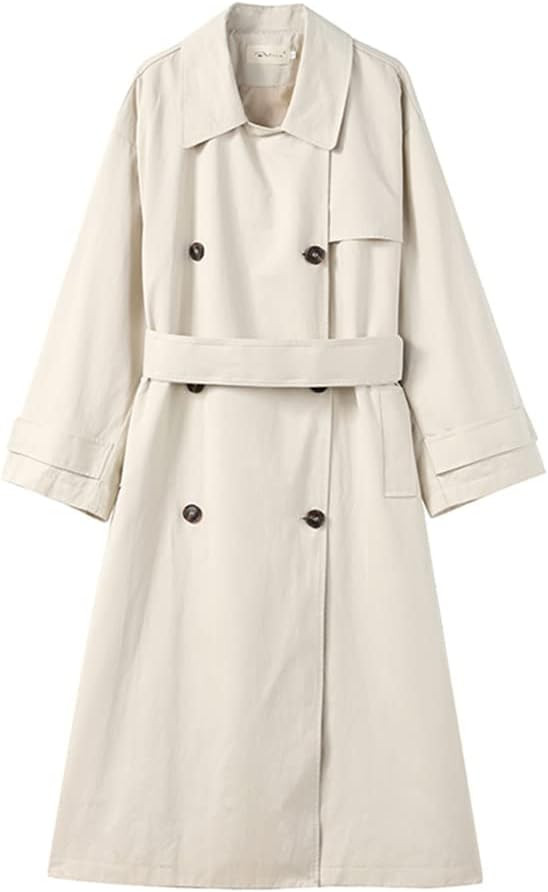 Long White Loose Women's Trench Coat Plus Size Korean Belt Autumn Windbreaker Female Fashion Cloa... | Amazon (US)